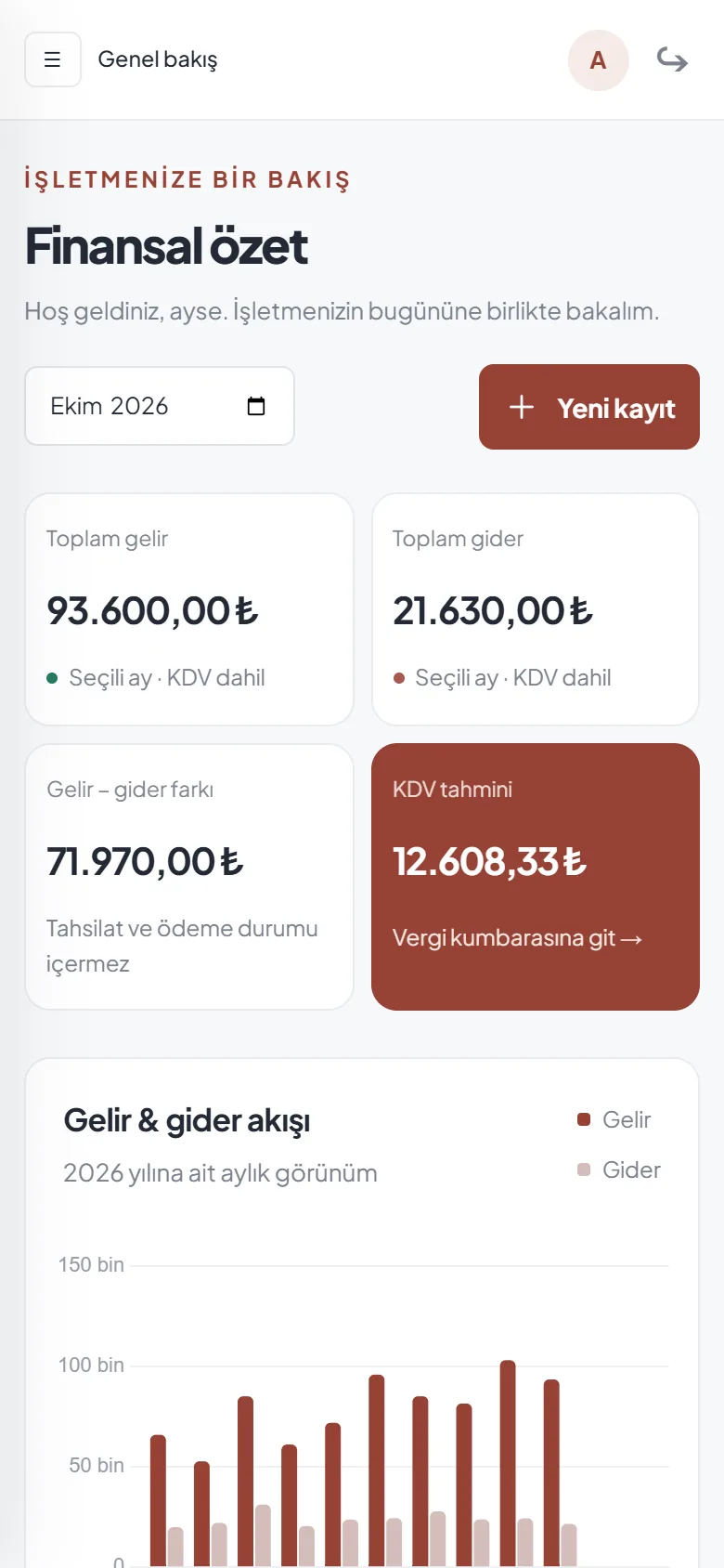 Telefonda finansal özet ekranı