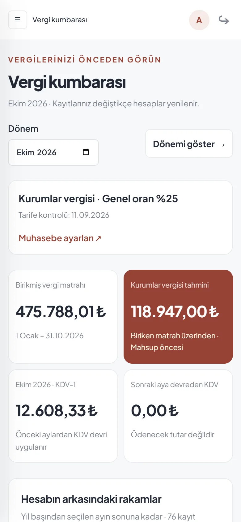 Telefonda vergi kumbarası ekranı